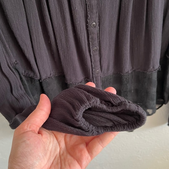 Free People Oversized Sheer Window Pane High Low Gauzy Boho Top - Picture 6 of 6